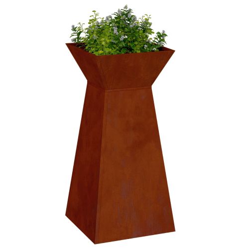 Саксия с колона Сребрист 35 x 35 x 73 см Патинираща стомана