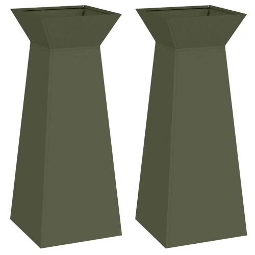 Саксия с колона 2 pcs Маслинено 40 x 40 x 100 cm