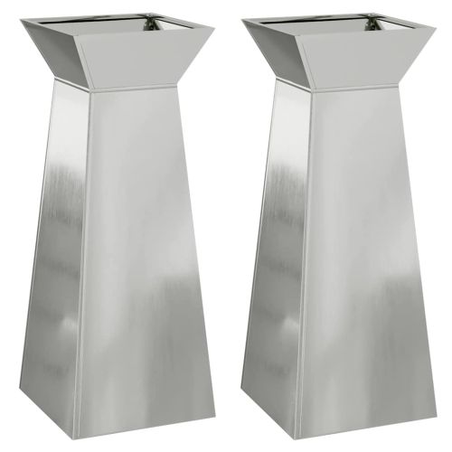Саксия с колона 2 pcs Сребрист 40 x 40 x 100 cm