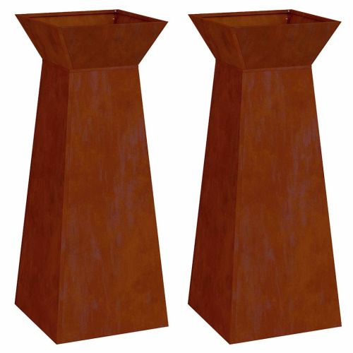 Саксия с колона 2 pcs Сребрист 40 x 40 x 100 cm