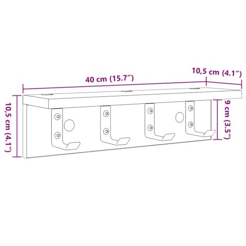 Стенен закачалка за палта Черния дъб 40 x 10,5 x 10,5 см