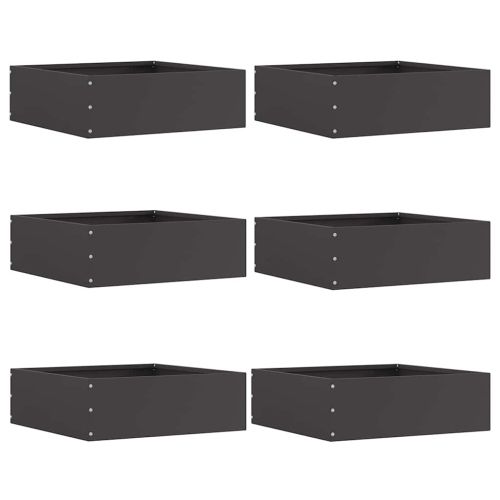 Ограда за трева 6 pcs Черно 40 x 40 x 13 cm Стомана