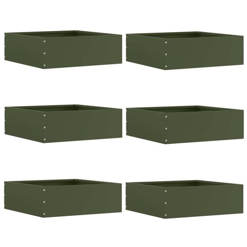Ограда за трева 6 pcs Маслинено зелено 40 x 40 x 13 cm Стомана