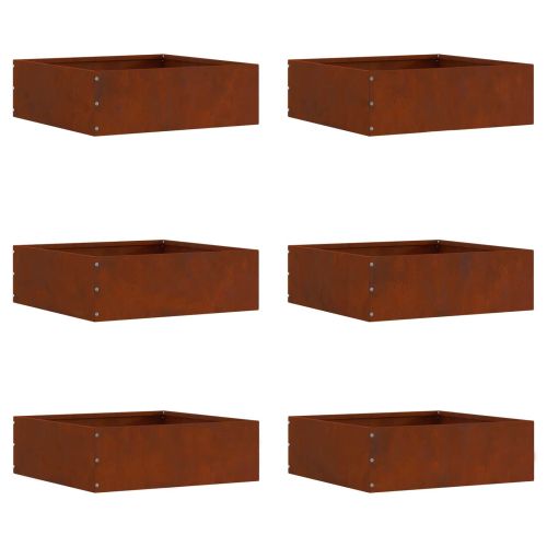 Ограда за трева 6 pcs Ръждясало 40 x 40 x 13 cm