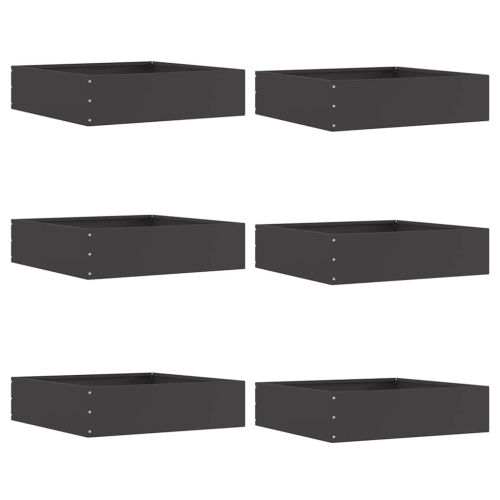 Ограда за трева 6 pcs Черно 50 x 50 x 13 см Стомана