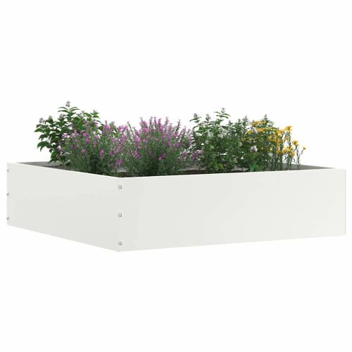 Ограда за трева 6 pcs Бяло 50 x 50 x 13 см Стомана