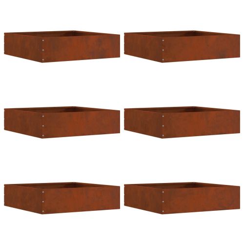 Ограда за трева 6 pcs Ръждясало 50 x 50 x 13 см