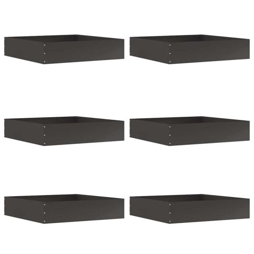 Ограда за трева 6 pcs Черно 60 x 60 x 13 см Стомана