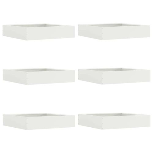 Ограда за трева 6 pcs Бяло 60 x 60 x 13 см Стомана