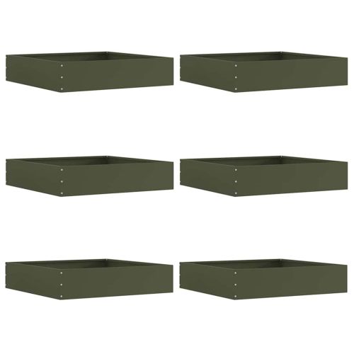 Ограда за трева 6 pcs Маслинено зелено 60 x 60 x 13 см Стомана