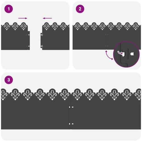 Ограничители за тревни площи 10 pcs Черно 103 x 0,05 x 22 см
