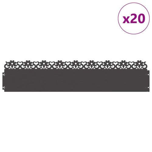 Ограничители за тревни площи 20 pcs Черно 103 x 0,05 x 22 см