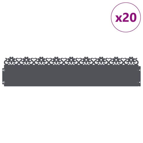 Ограничители за тревни площи 20 pcs Антрацит 103 x 0,05 x 22 см