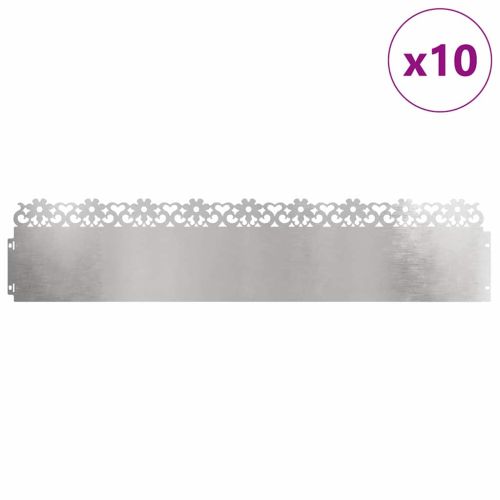 Ограничители за тревни площи 10 pcs Сребрист 103 x 0,05 x 22 см