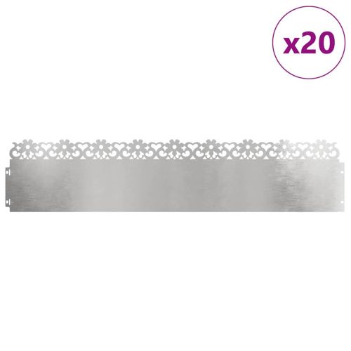 Ограничители за тревни площи 20 pcs Сребрист 103 x 0,05 x 22 см