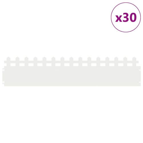 Ограничители за тревни площи 30 pcs Бяло 103 x 0,05 x 22 см