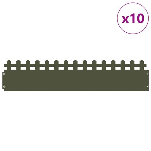 Ограничители за тревни площи 10 pcs Маслинено зелено Стомана