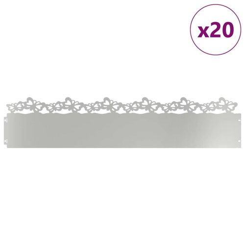 Ограничители за тревни площи 20 pcs Сребрист 103 x 0,05 x 22 см