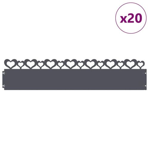 Ограничители за тревни площи 20 pcs Антрацит 103 x 0,05 x 22 см