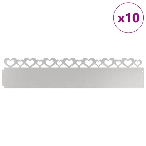 Ограничители за тревни площи 10 pcs Сребрист 103 x 0,05 x 22 см