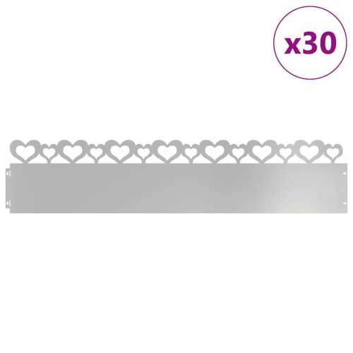 Ограничители за тревни площи 30 pcs Сребрист 103 x 0,05 x 22 см