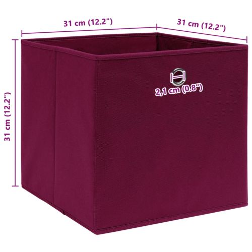 Кутии за съхранение 4 бр тъмночервени 32x32x32 см плат