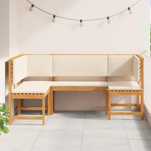 Комплект градинска пейка 3 pcs Кафяво Солидно акациево дърво