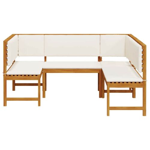 Комплект градинска пейка 3 pcs Кафяво Солидно акациево дърво