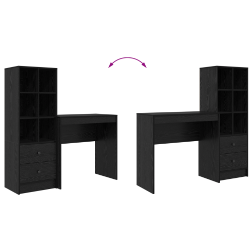 Бюро с чекмедже с рафт със съхранение 2 pcs Черния дъб