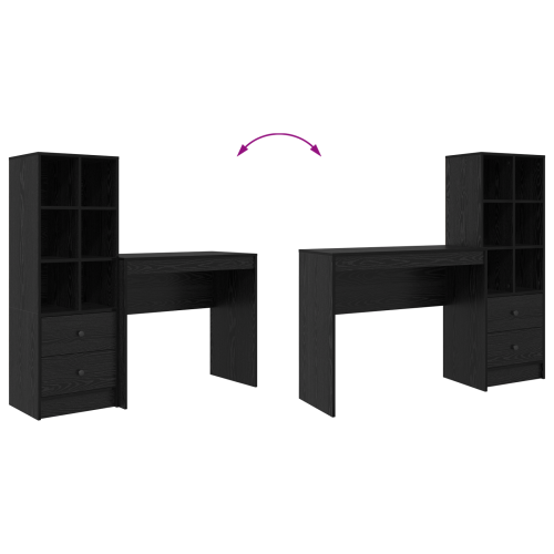 Бюро с чекмедже с рафт със съхранение 2 pcs Черния дъб