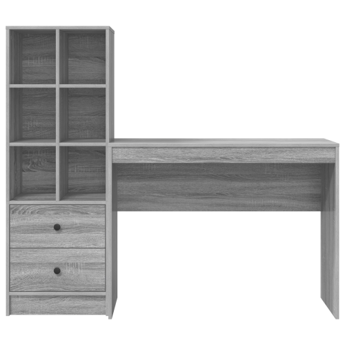 Бюро с чекмедже с рафт със съхранение 2 pcs Сив Сонома