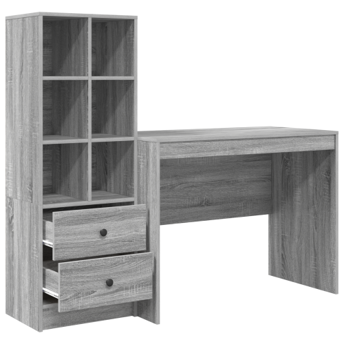 Бюро с чекмедже 2 pcs Сив Сонома