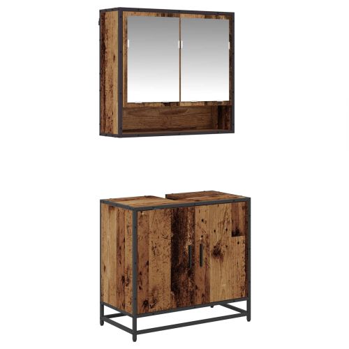 Комплект мебели за баня 2 pcs Старо дърво Инженерно дърво
