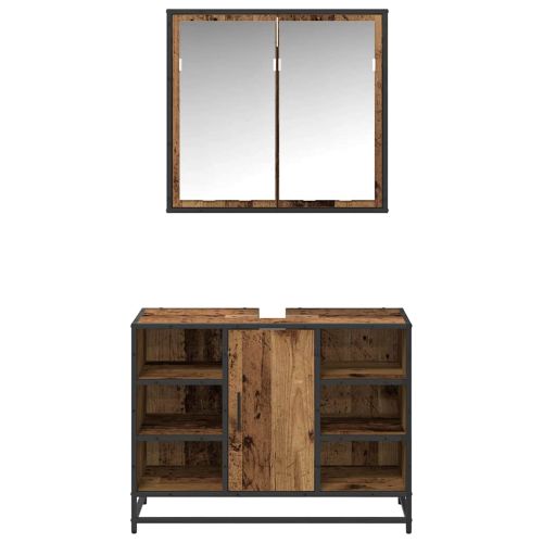 Комплект мебели за баня 2 pcs Старо дърво Инженерно дърво