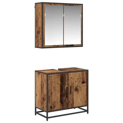 Комплект мебели за баня 2 pcs Старо дърво Инженерно дърво