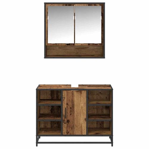 Комплект мебели за баня 2 pcs Старо дърво Инженерно дърво