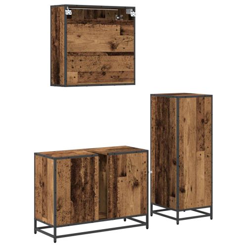 Комплект мебели за баня 3 pcs Старо дърво Инженерно дърво