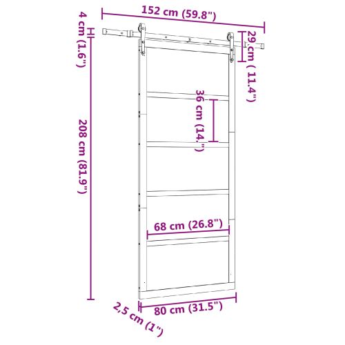 Преплъзваща се врата Натурално 80 x 208 см