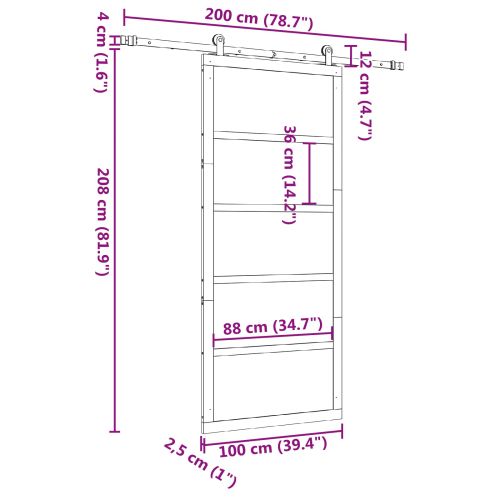 Преплъзваща се врата Натурално 100 x 208 см