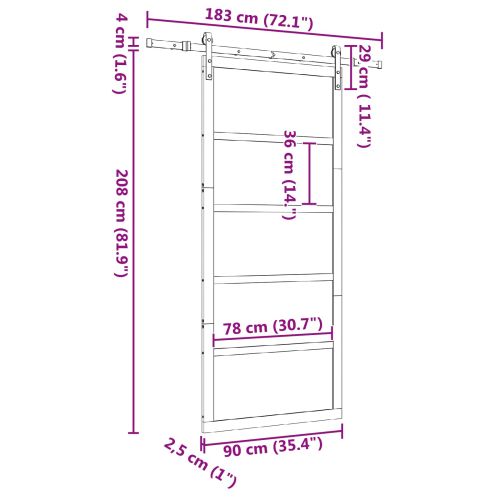 Преплъзваща се врата Натурално 90 x 208 см
