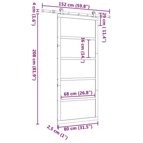 Преплъзваща се врата Натурално 80 x 208 см