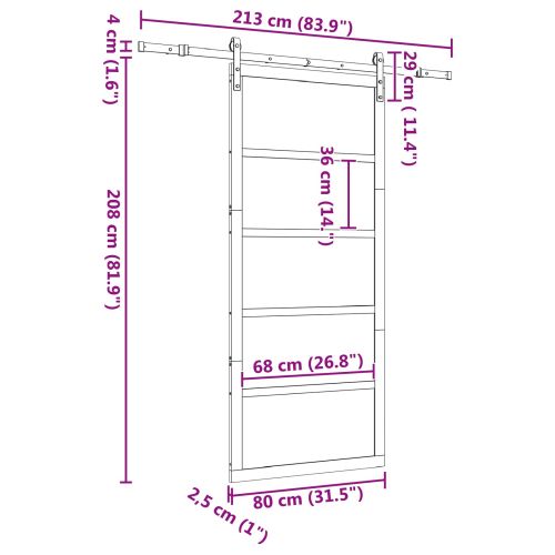 Преплъзваща се врата Натурално 80 x 208 см