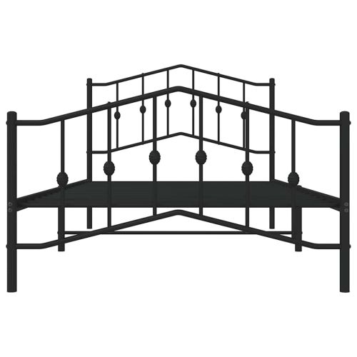 Метална рамка за легло с горна и долна табла, черна, 100x200 см