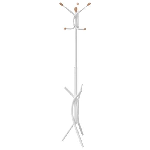 Закачалка за връхни дрехи бяла 176 см прахово боядисано желязо