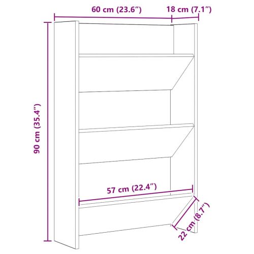Шкаф за обувки с рафт 2 pcs Старо дърво 60 x 18 x 90 см