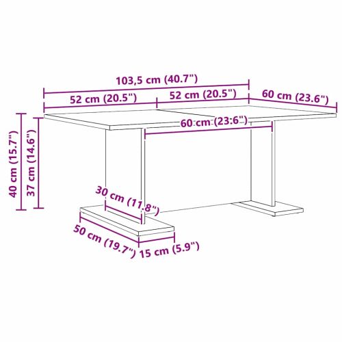 Масичка за кафе дъб артизан 103.5 x 60 x 40 см Инженерно дърво