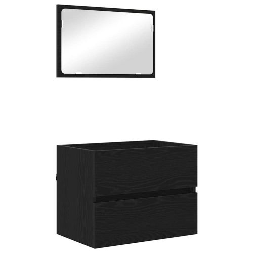 Комплект мебели за баня с чекмедже с огледало 2 pcs Черния дъб