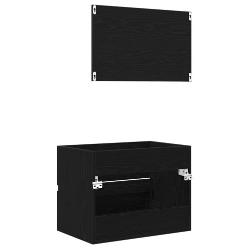 Комплект мебели за баня с чекмедже с огледало 2 pcs Черния дъб