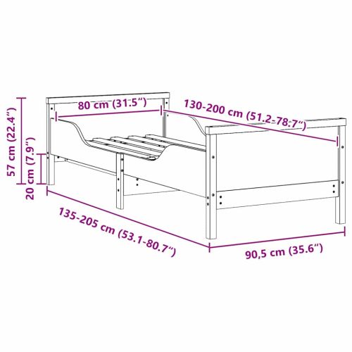 Рамка за легло с таблото Бяло 80 x 200 cm Инженерно дърво
