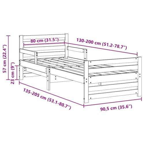 Рамка за легло с таблото Кафяво с восъчно покритие 80 x 200 cm